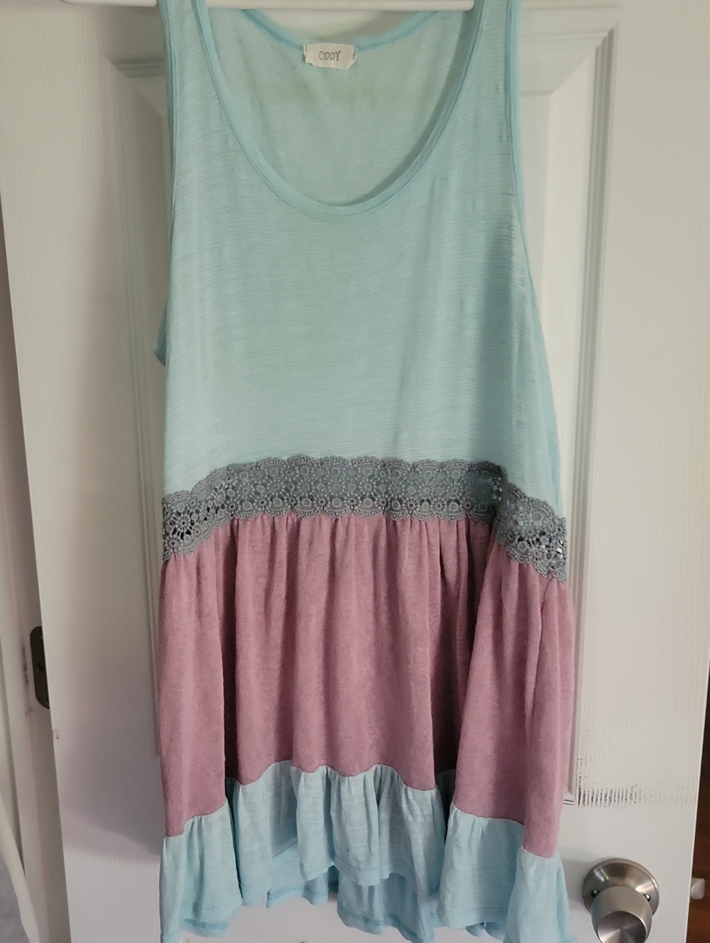 ODDY Sheer Knit Top in Light Aqua